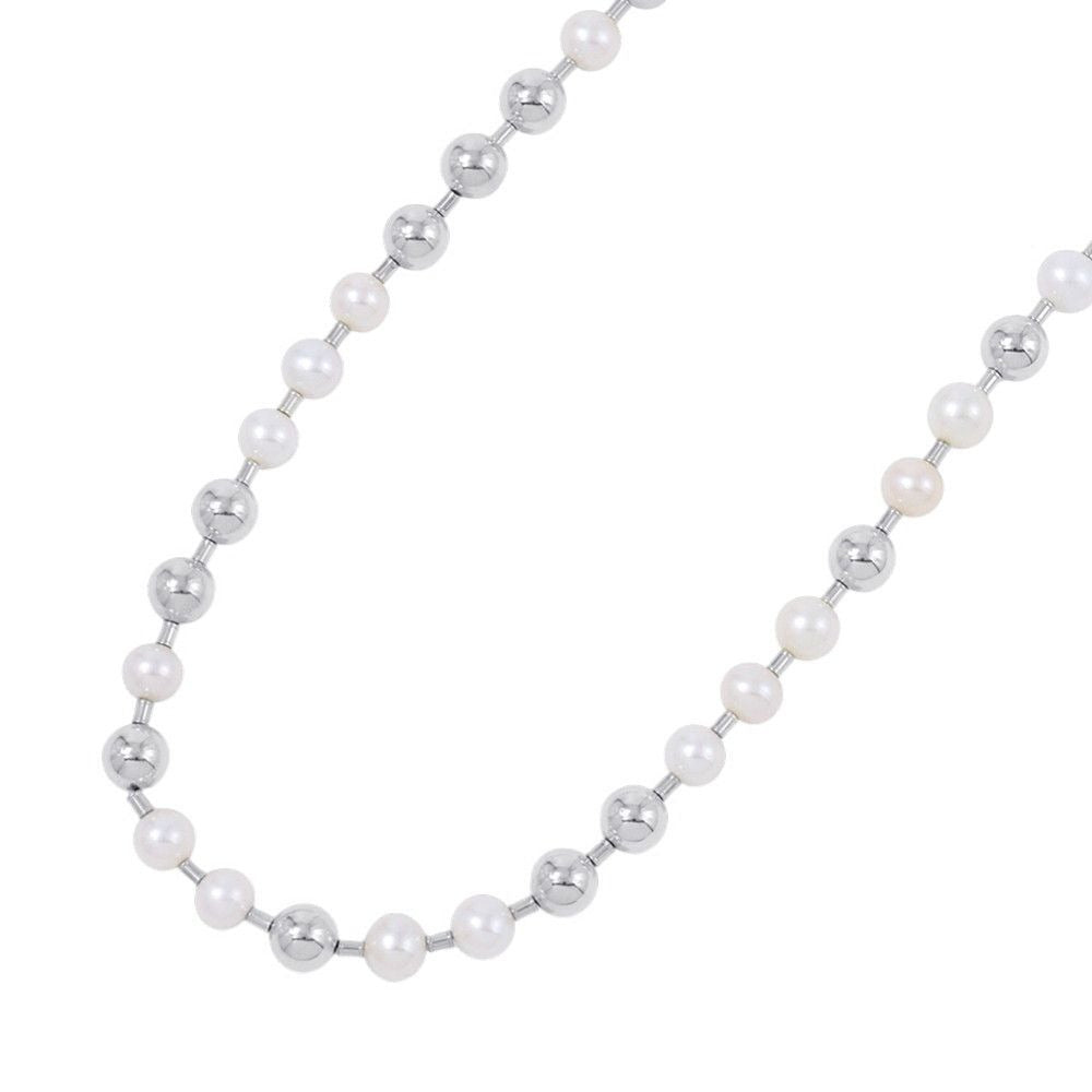 Tiffany & Co. Necklace Fresh Water Pearl Ball Silver
