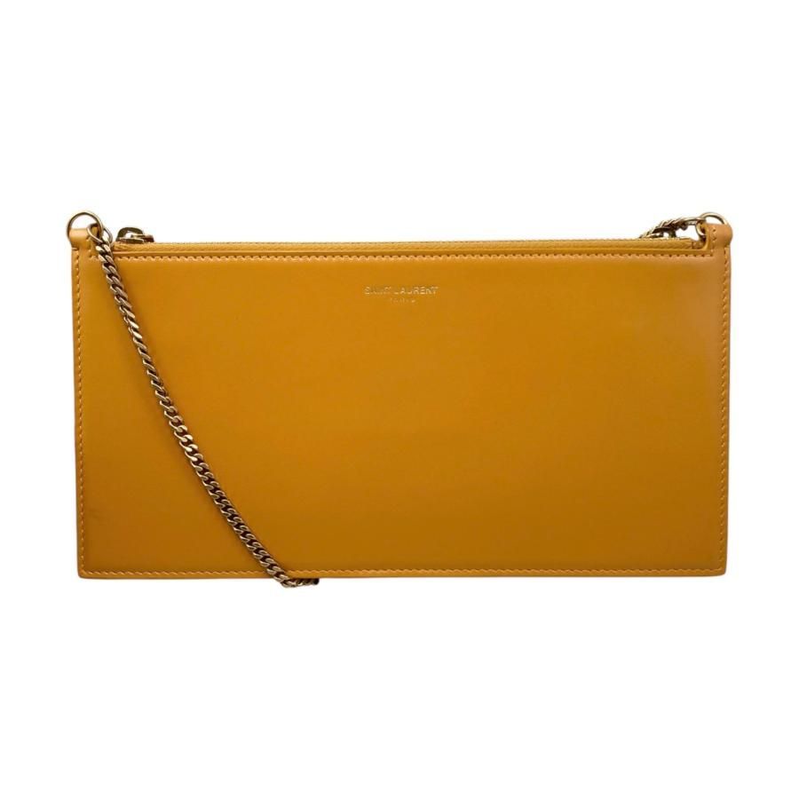 Saint Laurent Shoulder Bag Chain Logo Orange Gold Hardware Saint Laurent