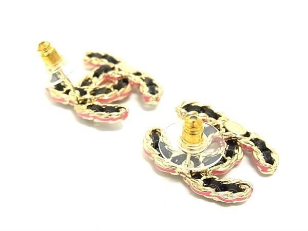 Chanel Coco Mark K23 B Earrings Accessories Women's Gold And Black Fb3059