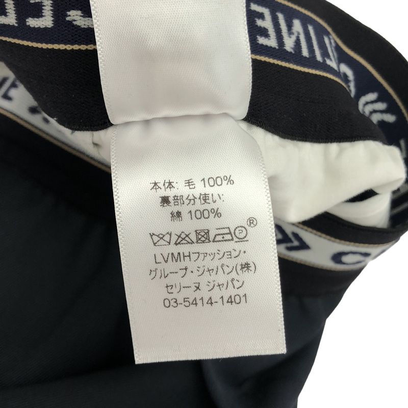 Celine - Phoebe Period Waist Logo Wide Slacks Pants - 38 - Navy - Women's