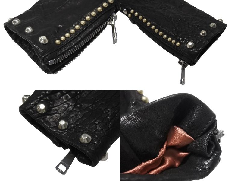 Gucci Double Rider's Jacket Studs Embroidery Sheepskin Black — view 7