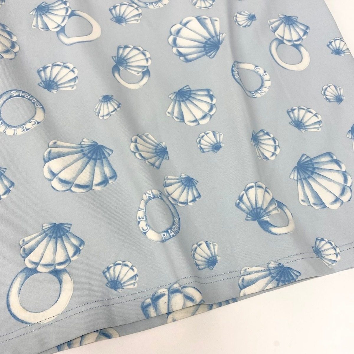 Celine Marine Pattern Short Sleeve T-Shirt Crew Neck Top All Over Elastic — view 5