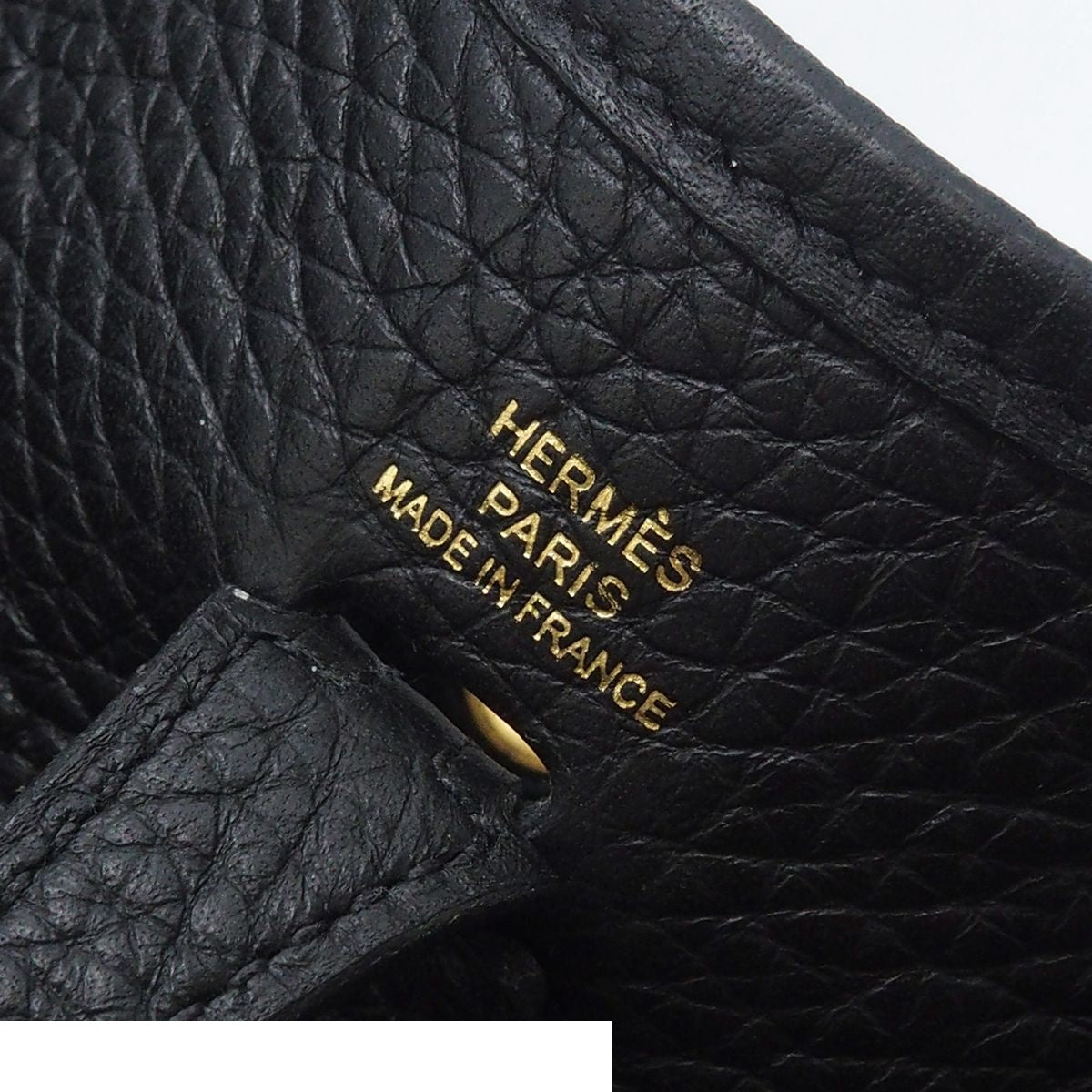 Hermes Evelyne TPM Black Gold Taurillon Clemence Amazon Shoulder Bag — view 6