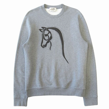 Hermes Hose Sweatshirt Trainers Top Long Sleeve Lambskin Leather S Gray