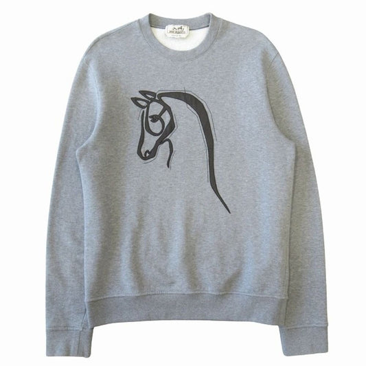 Hermes Hose Sweatshirt Trainers Top Long Sleeve Lambskin Leather S Gray