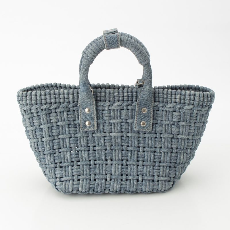 Balenciaga Bistro XS Denim Basket 2WAY Shoulder Handbag 671342 Indigo Blue