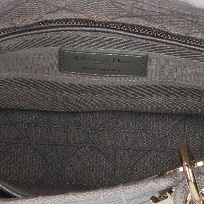 Christian Dior M0565orey Lady Dior D-lite Medium Cannage Canvas Handbag Women