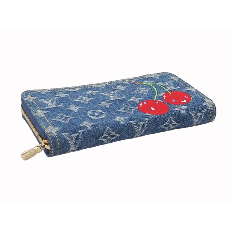Louis Vuitton LV X Tm Zippy Wallet Monogram Cherry Denim Cotton