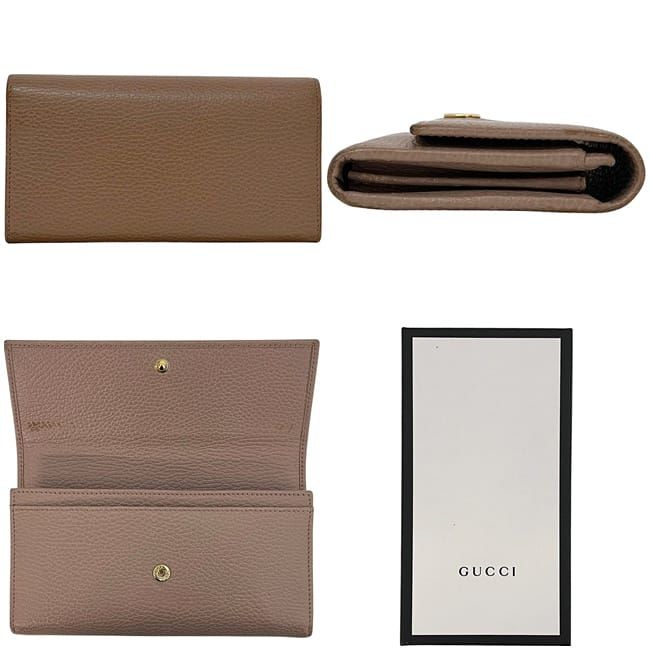 Gucci Bifold Long Wallet Pink Beige Marmont 456116 Wallet