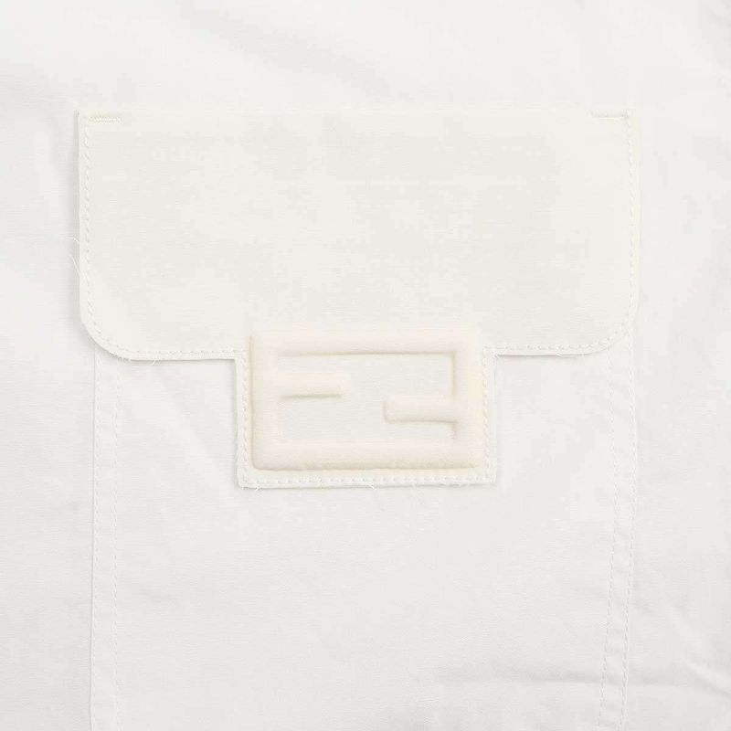 Fendi 23ss Ff Pocket Cropped Blouse Shirt Fs7477 Aflk White 40