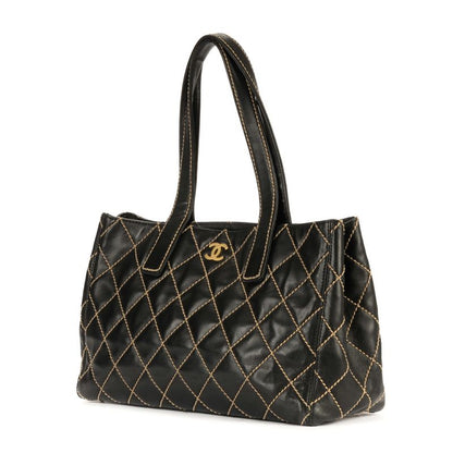 Chanel Wild Stitch Medium Tote Black Wild Stitch Lamb Skin A