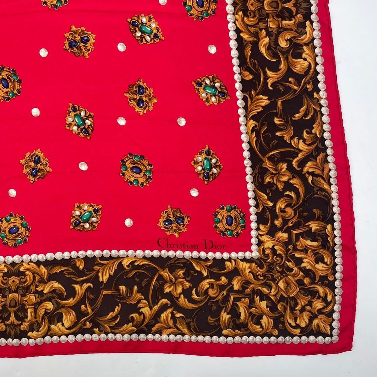 Dior Silk Scarf Red Pattern — view 5