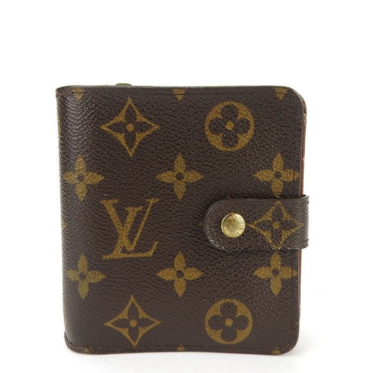 Louis Vuitton Bifold Wallet Compact Zip Monogram Canvas Brown Goldhardwar