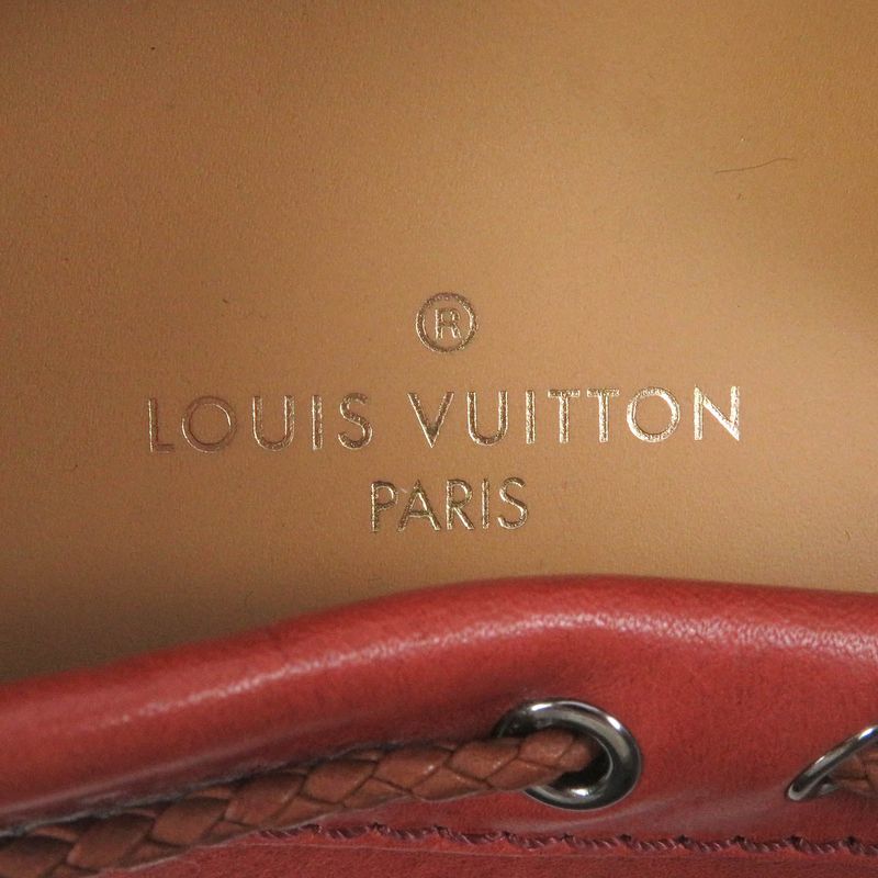 Louis Vuitton LV Logo Hardware Suede Leather Loafers Driving Shoes Red 6.5 Made