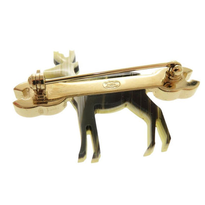 Chanel Reindeer Motif Coco Mark Metal Beige Pink Brooch 0476 Chanel