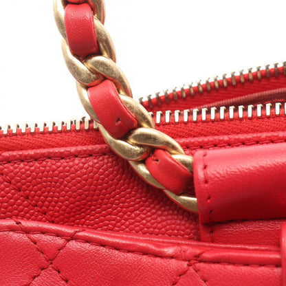Chanel Shoulder Bag Quilted Red Leather Lambskin Loop Handle 2-Way — view 8