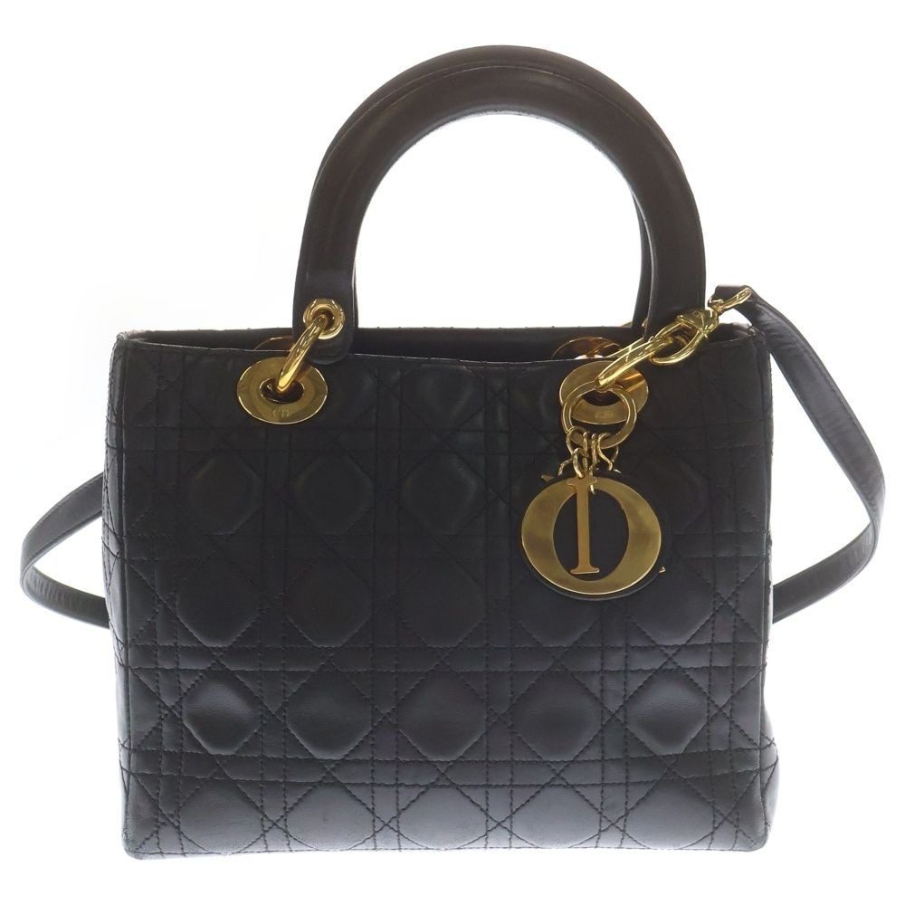 Dior Lady Cannage Black 2-Way Shoulder Bag