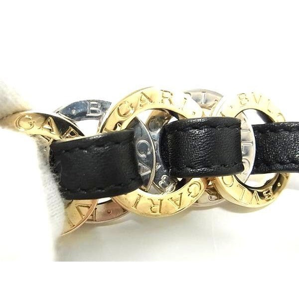 Bvlgari Bracelet Doppio Tondo Multi Charm 33914 Black Leather Metal — view 2