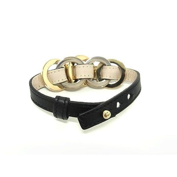 Bvlgari Bracelet Doppio Tondo Multi Charm 33914 Black Leather Metal — view 3