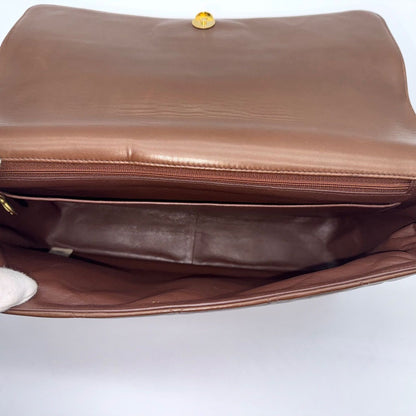 Chanel Shoulder Bag Quilted Lambskin CC Logo Brown Leather — view 12