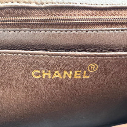 Chanel Shoulder Bag Quilted Lambskin CC Logo Brown Leather — view 14