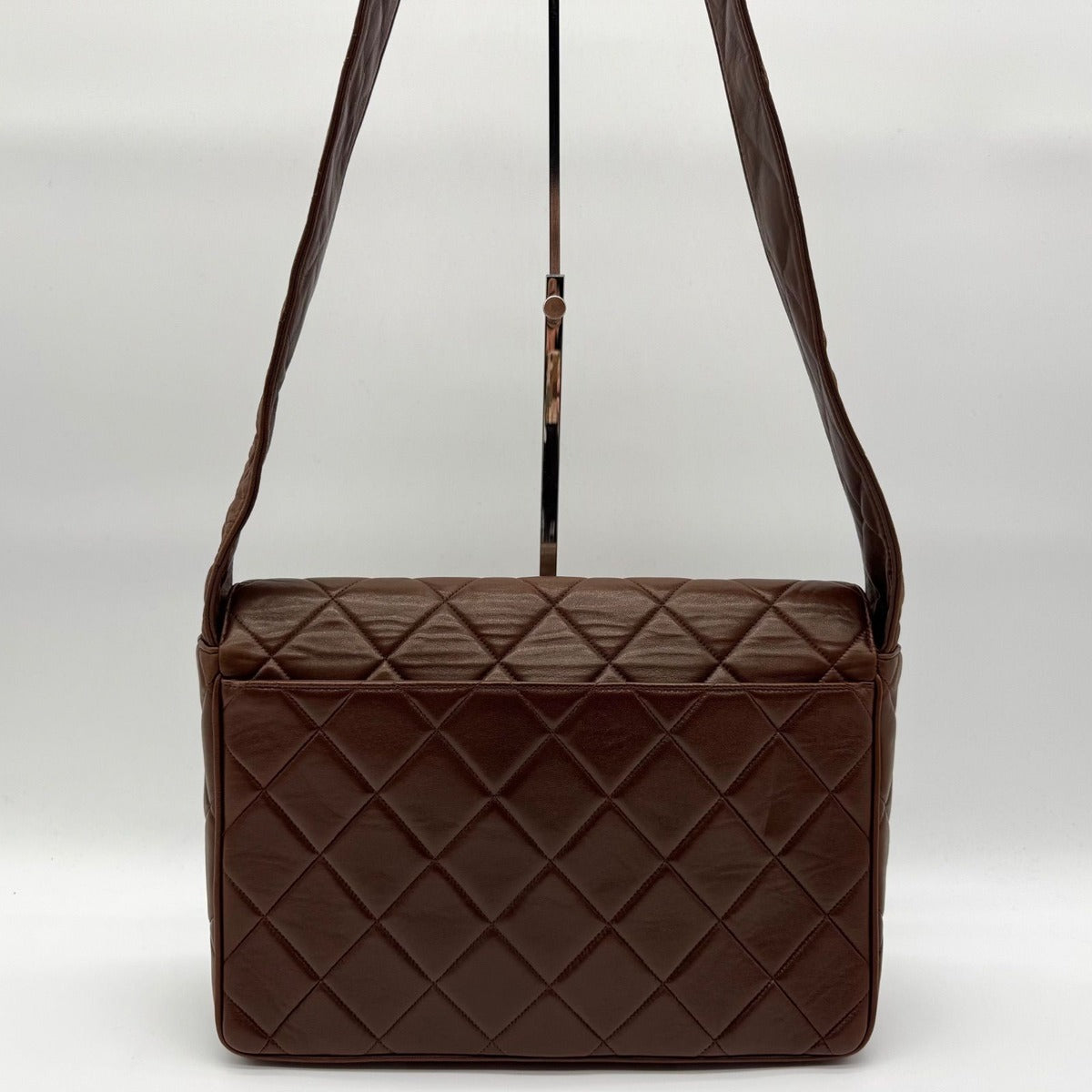 Chanel Shoulder Bag Quilted Lambskin CC Logo Brown Leather — view 2