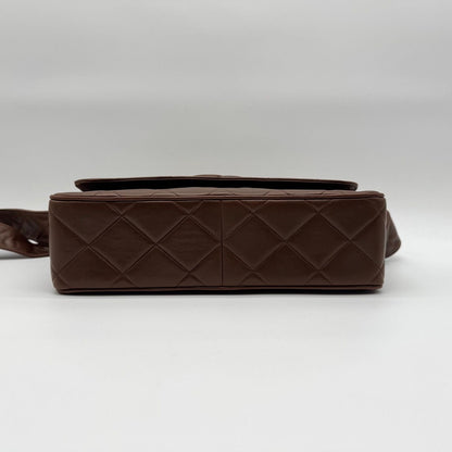 Chanel Shoulder Bag Quilted Lambskin CC Logo Brown Leather — view 6