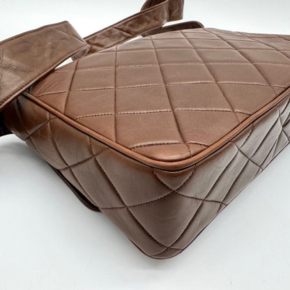 Chanel Shoulder Bag Quilted Lambskin CC Logo Brown Leather — view 9