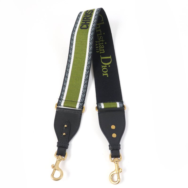 Christian DIOR Canvas Leather Logo Shoulder Strap Multicolor Goldhardware With