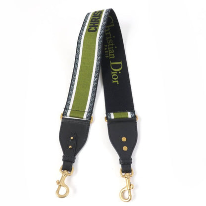 Christian DIOR Canvas Leather Logo Shoulder Strap Multicolor Goldhardware With