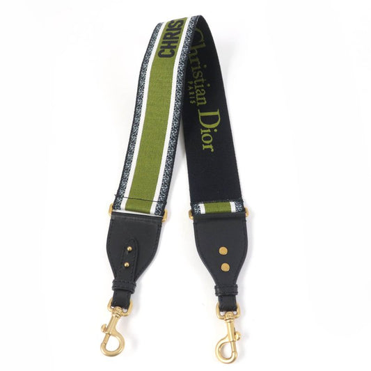 Christian DIOR Canvas Leather Logo Shoulder Strap Multicolor Goldhardware With