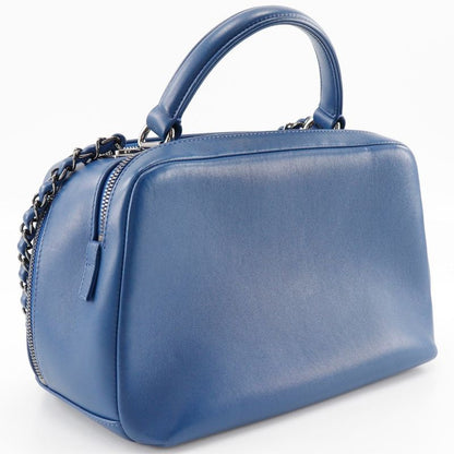 Chanel Trendy Beau Ring Bag 2WAY Shoulder Calf Blue Ladies Handbag
