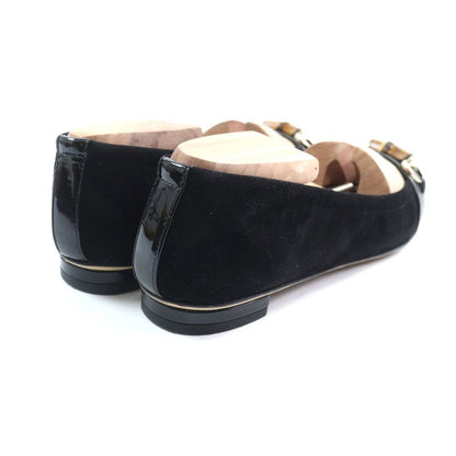 Gucci 270311 Bamboo Bit Suede Leather Pumps Flat Shoes Black 35 With Box Made