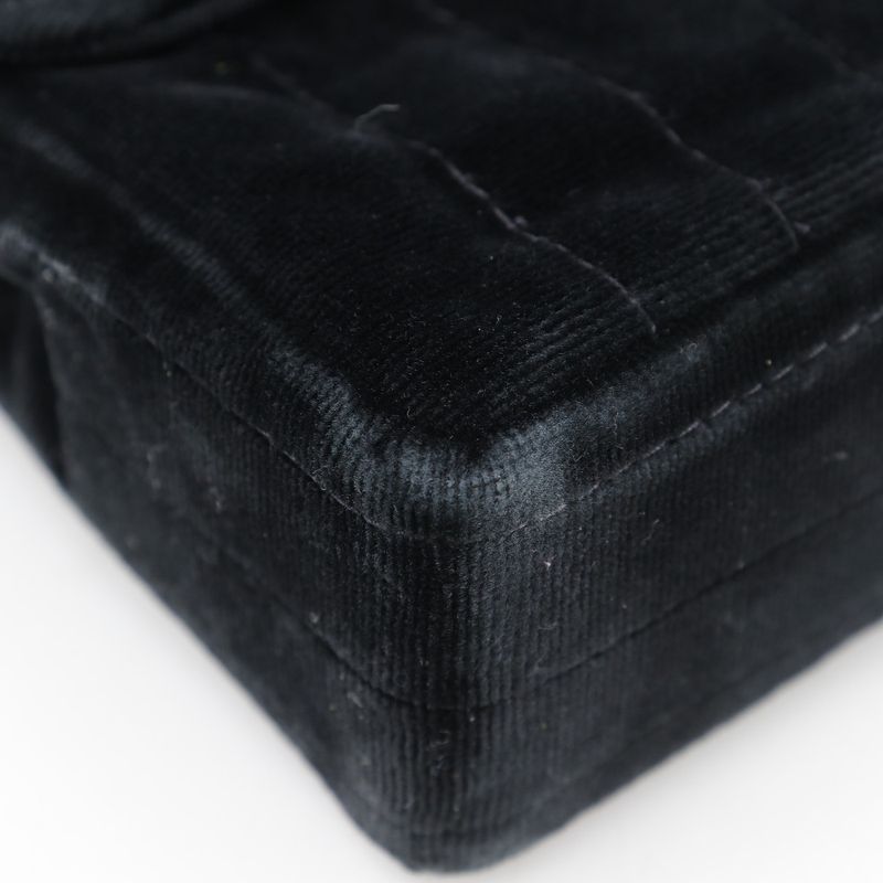 Chanel Chain Shoulder Mademoiselle Double Chain Velour Black Ladies Shoulder Bag