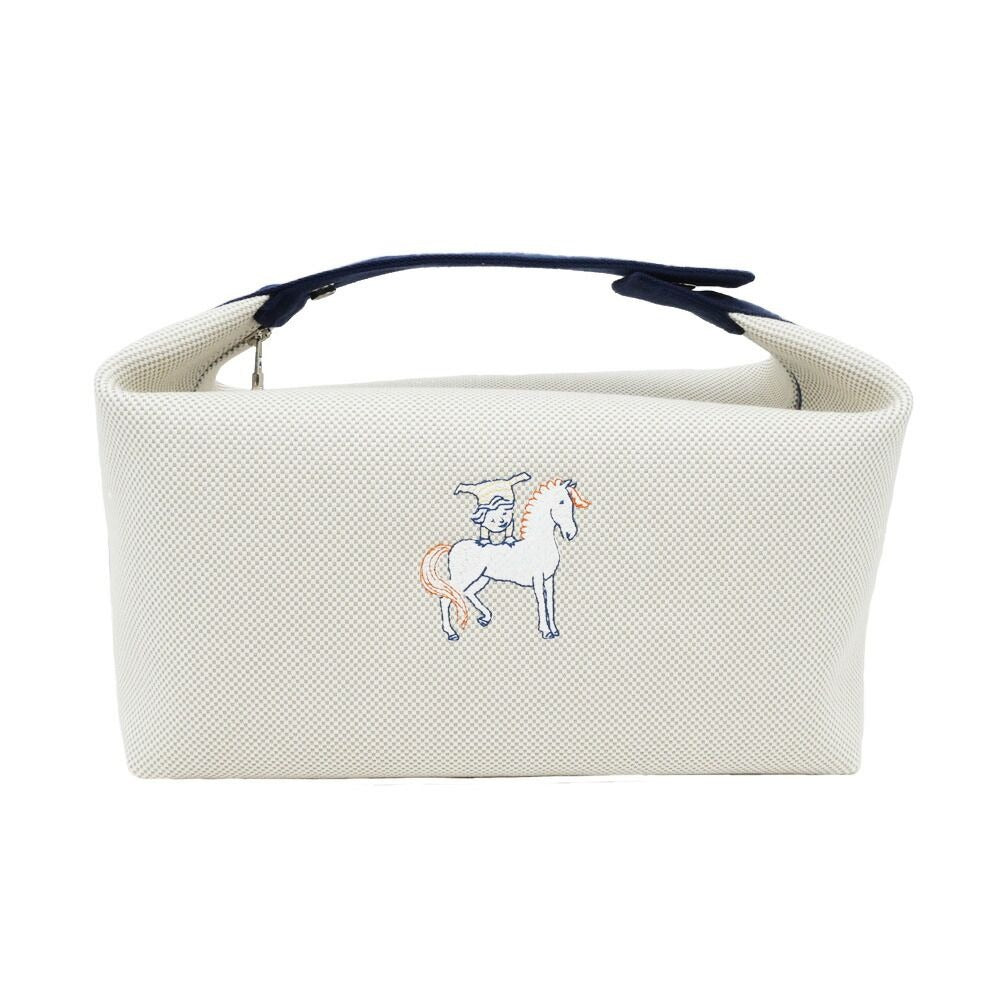 Hermes Brid-a-brac GM Gabriel Gripere Bleu Nattier Toile Ash Silver Pouch