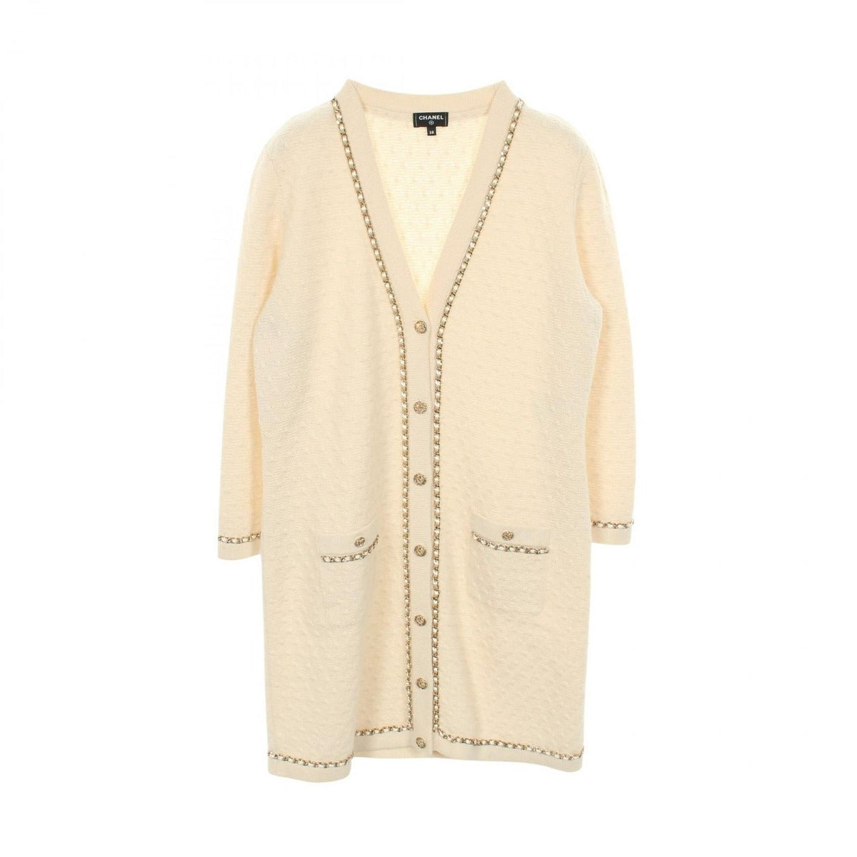 Chanel Cardigan CC Logo Button Cashmere