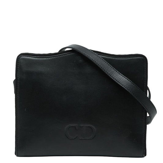 Dior CD Logo Crossbody Shoulder Bag Black Leather