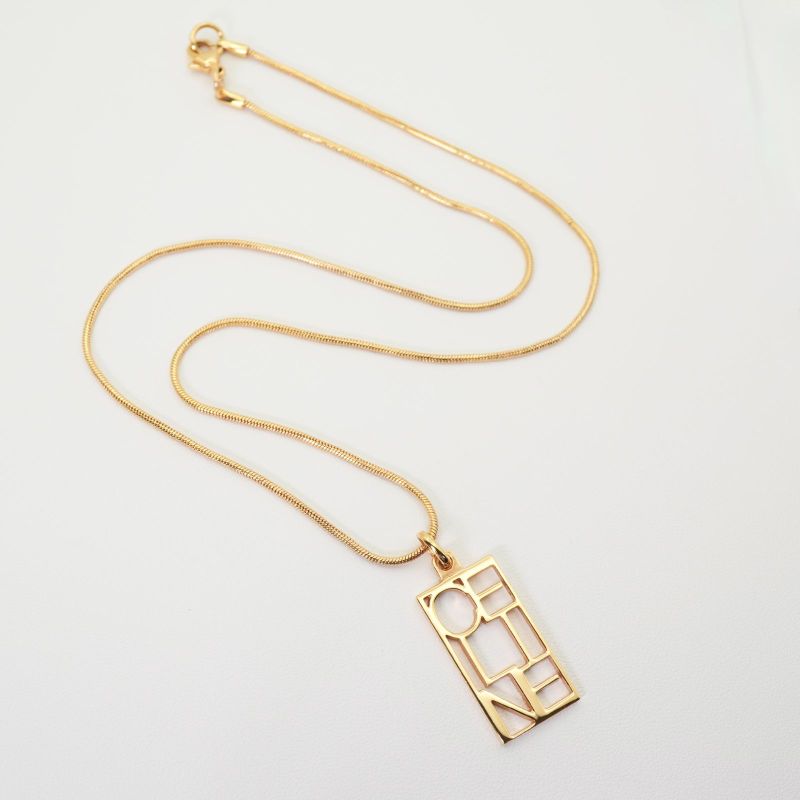Celine Logo Necklace Gold Snake Chain 24-5849s