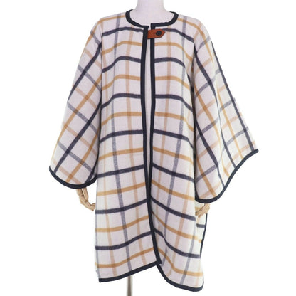Hermes Wool Cashmere Plaid Large Cape Coat Poncho Multicolor