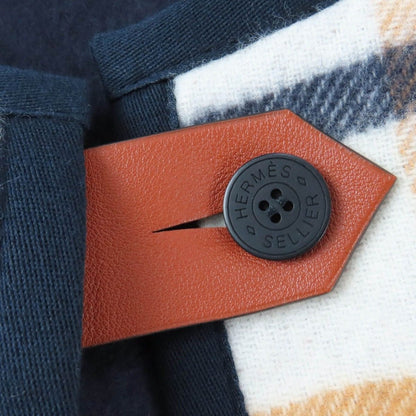 Hermes Wool Cashmere Plaid Large Cape Coat Poncho Multicolor — view 6