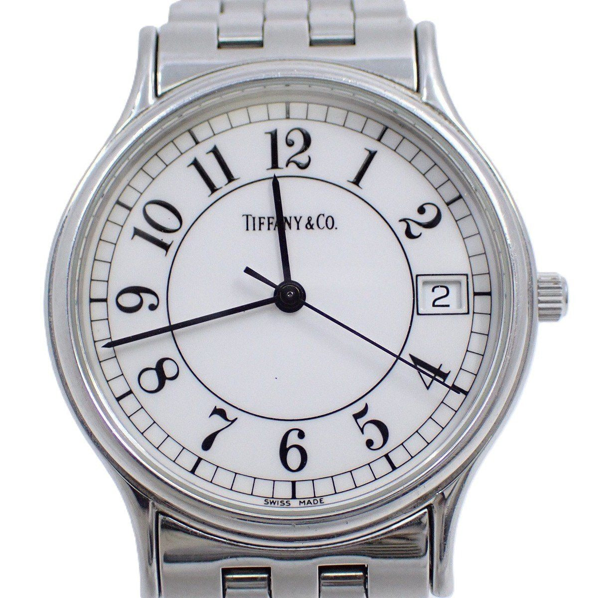 Tiffany & Co. Classic Quartz Watch Arabic Index White Dial SS