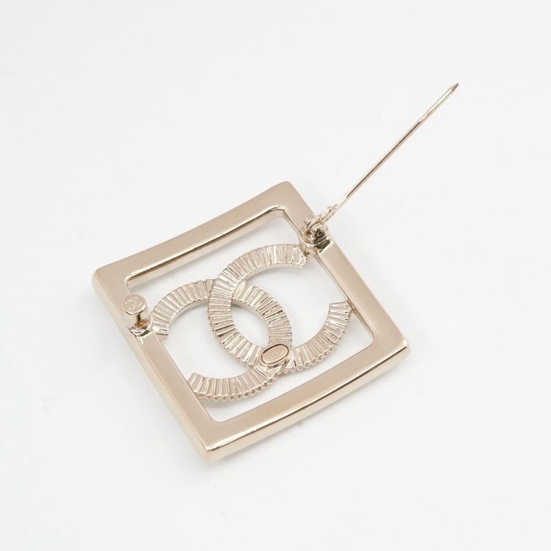 Chanel Brooch Corsage Gold Coco Mark Rhinestone Square