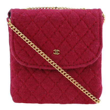 Chanel Chain Pouch Micro Cotton Pink Ladies Shoulder Bag