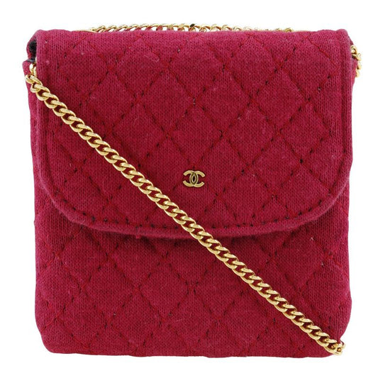 Chanel Chain Pouch Micro Cotton Pink Ladies Shoulder Bag