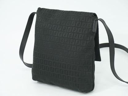 Authentic Fendi Zucchino Shoulder Bag Pochette Canvas Black 8bt127 Zucchino Bag