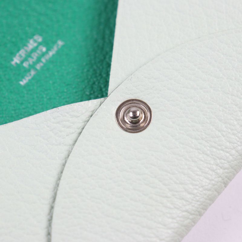 Hermes Calvi Verso Chevre Verre Fizz Mint Coin Case With Box Stamped U Made In