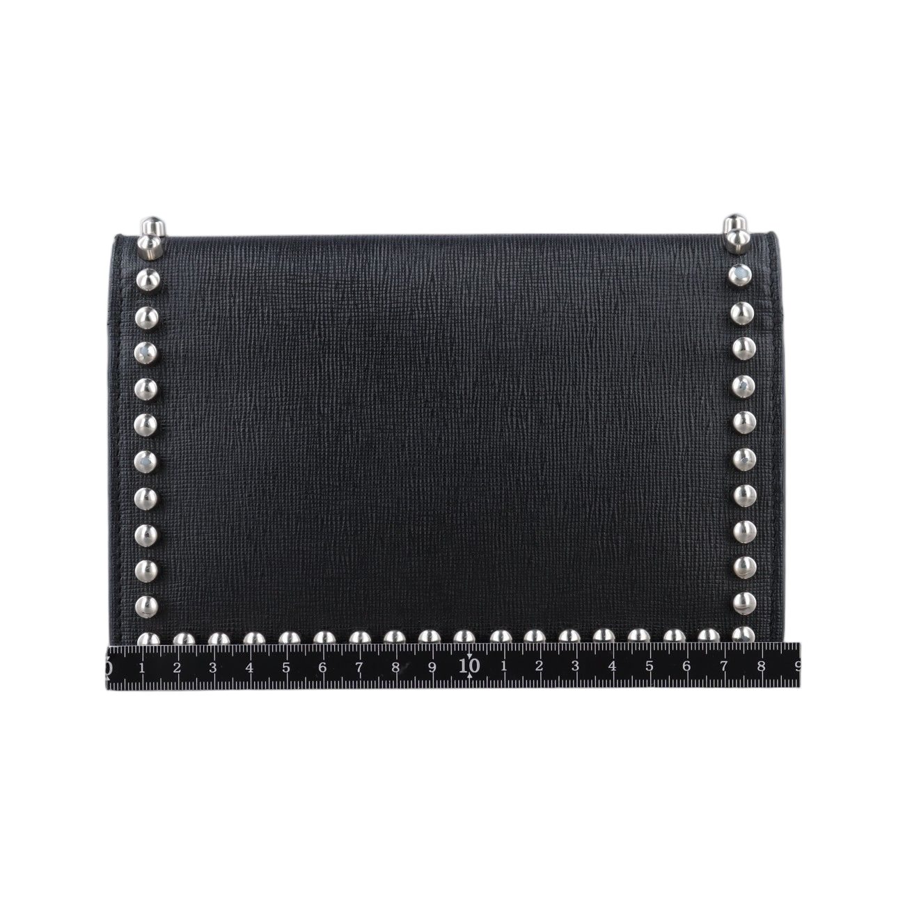 Fendi Carlito Lagerfeld Studs Black Leather Messenger Bag — view 2