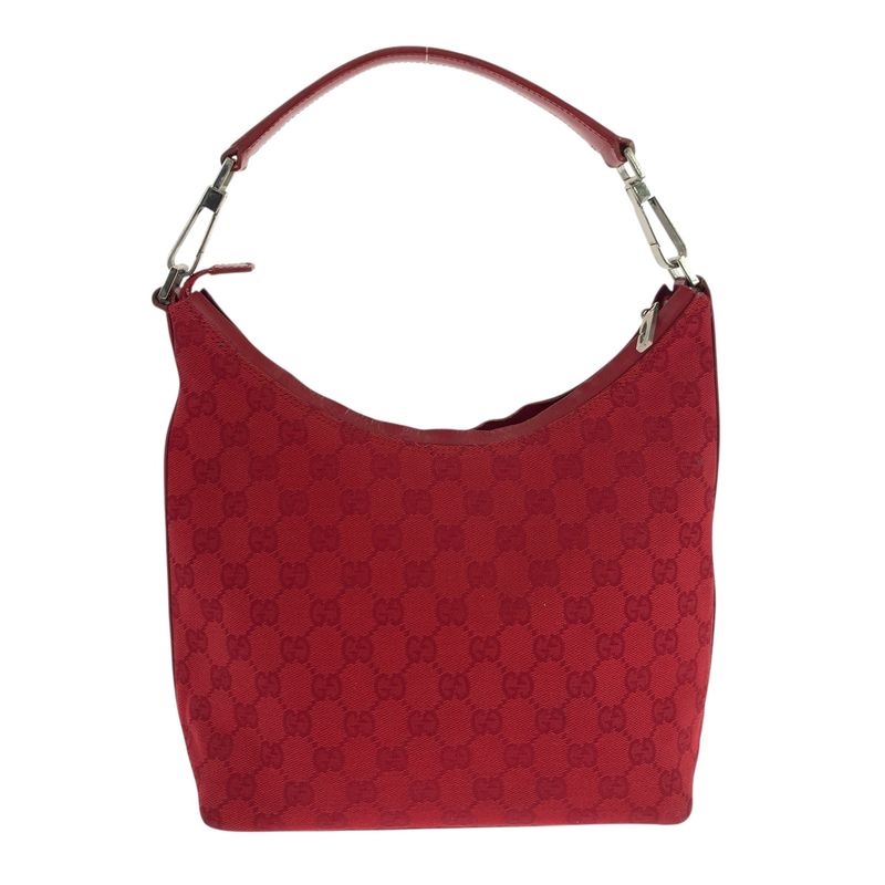 Gucci Red Silver Hardware GG Canvas 000 0602 Shoulder Bag Shoulder Women 504651