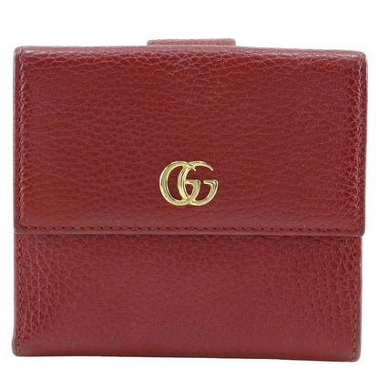 Gucci GG Marmont 456122 Leather Red Ladies Fold Wallet