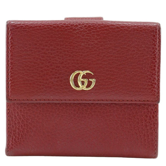 Gucci GG Marmont 456122 Leather Red Ladies Fold Wallet